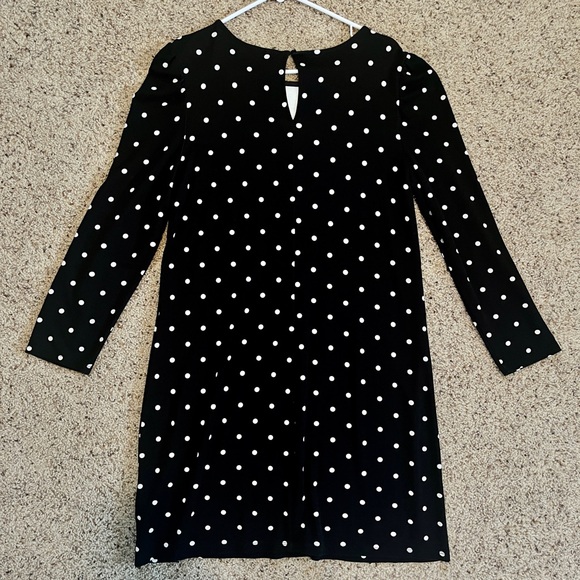 NWOT Ponte-Knit Polka Dot Swing Dress 3/4 Length Sleeves - Picture 5 of 7